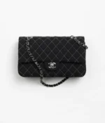 CHANEL / CLASSIC HANDBAG Wool Tweed & Silver-Tone Metal Black