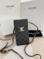 CELINE Mobile phone bag with leather strap Size: 10*2*19cm