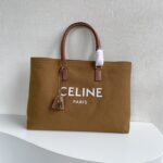 CELINE horizontal printed canvas and calfskin handbag brown Size: 44*32*16cm