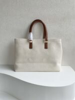 CELINE horizontal printed canvas and calfskin handbag white Size: 44*32*16cm - Image 8