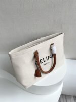 CELINE horizontal printed canvas and calfskin handbag white Size: 44*32*16cm - Image 2