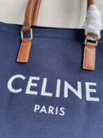CELINE horizontal printed canvas and calfskin handbag Blue Size: 44*32*16cm - Image 3