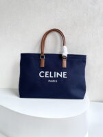 CELINE horizontal printed canvas and calfskin handbag Blue Size: 44*32*16cm