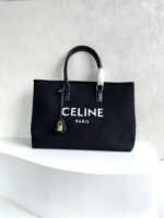 CELINE horizontal printed canvas and calfskin handbag Black Size: 44*32*16cm - Image 8