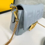 FENDI BAGUETTE Mini Chain Strap Light Blue Handbag Size: 4*18*11cm - Image 3
