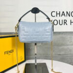 FENDI BAGUETTE Mini Chain Strap Light Blue Handbag Size: 4*18*11cm - Image 4