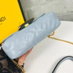 FENDI BAGUETTE Mini Chain Strap Light Blue Handbag Size: 4*18*11cm - Image 5
