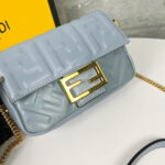 FENDI BAGUETTE Mini Chain Strap Light Blue Handbag Size: 4*18*11cm - Image 2