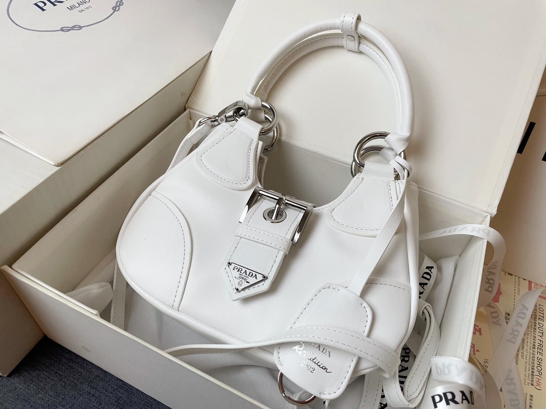 i1668532386_2207_0.jpg Prada leather Underarm bag white1BA381 size: 22.5cm - Image 1