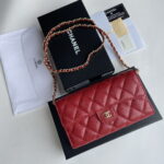 Chanel chain crossbody bag Cowhide with diamond lattice caviar Red A50076 size: 18*10.5*3.5cm - Image 6