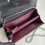 Chanel chain crossbody bag Cowhide with diamond lattice caviar Sliver hardware Black  A50076 size: 18*10.5*3.5cm - Image 2