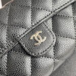 Chanel chain crossbody bag Cowhide with diamond lattice caviar Sliver hardware Black  A50076 size: 18*10.5*3.5cm - Image 6