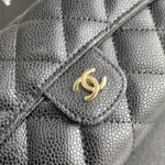 Chanel chain crossbody bag Cowhide with diamond lattice caviar gold hardware black A50076 size: 18*10.5*3.5cm - Image 3