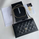 Chanel chain crossbody bag Cowhide with diamond lattice caviar gold hardware black A50076 size: 18*10.5*3.5cm - Image 2
