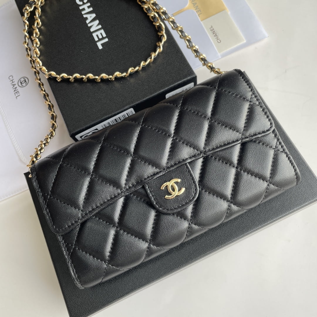 i1675842252_2220_0.jpg Chanel chain crossbody bag Cowhide with diamond lattice gold hardware black A50076 size: 18*10.5*3.5cm - Image 1
