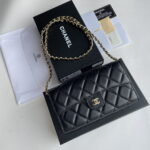 Chanel chain crossbody bag Cowhide with diamond lattice gold hardware black A50076 size: 18*10.5*3.5cm - Image 7