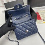 Chanel cf Square Fat 1115 sheepskin leather blue size: 18*14*7cm - Image 9