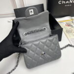 Chanel cf Square Fat 1115 sheepskin leather grey size: 18*14*7cm - Image 9