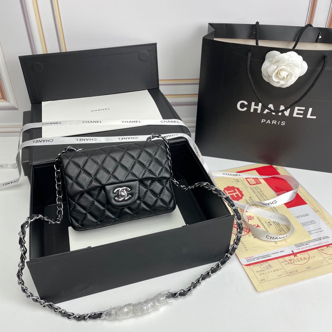 i1678267552_9560_0.jpg Chanel cf Square Fat 1115 sheepskin leather black size: 18*14*7cm - Image 1