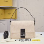 FENDI Vintage Underarm bag 7701 Waterproof cloth creamy white Size:29*21*12cm