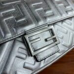 FENDI BAGUETTE Embossed design Sliver Handbag F0191 Size: 26x5x15cm - Image 4