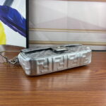 FENDI BAGUETTE Embossed design Sliver Handbag F0191 Size: 26x5x15cm - Image 7