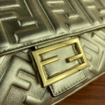 FENDI BAGUETTE Embossed design Gold Handbag F0191 Size: 26x5x15cm - Image 4