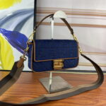 FENDI Baguette F embroidery Dark Blue shoulderbag F2029 Size: 26*5*15CM - Image 2
