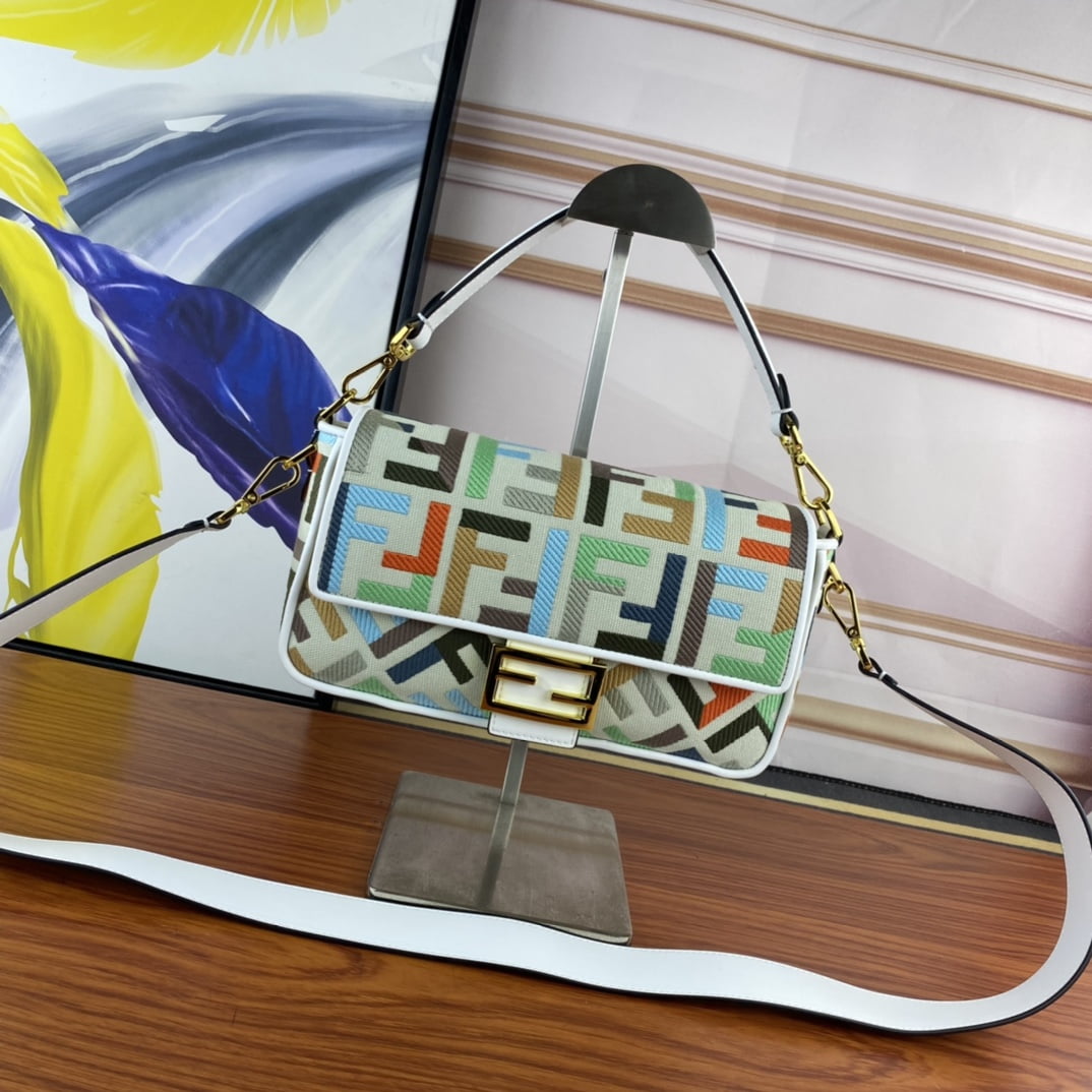 i1682175481_813_0.jpg FENDI Baguette Rainbow F embroidery colors shoulderbag F2029 Size: 26*5*15CM - Image 1