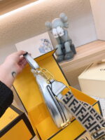 FENDI Patent leather half moon bag Sliver and gold with chain strap - Image 3