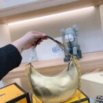 FENDI Patent leather half moon bag Sliver and gold with chain strap