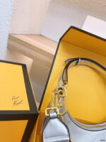 FENDI Patent leather half moon bag Sliver and gold with chain strap - Image 6