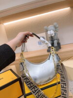 FENDI Patent leather half moon bag Sliver and gold with chain strap - Image 2