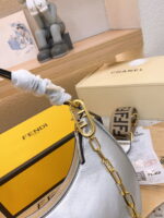 FENDI Patent leather half moon bag Sliver and gold with chain strap - Image 9