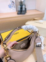 FENDI Patent leather half moon bag Light Pink with chain strap - Image 4