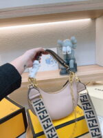 FENDI Patent leather half moon bag Light Pink with chain strap - Image 6
