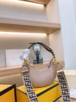 FENDI Patent leather half moon bag Light Pink with chain strap - Image 8
