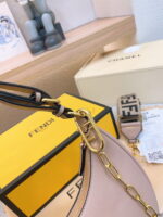 FENDI Patent leather half moon bag Light Pink with chain strap - Image 9