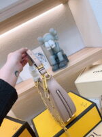 FENDI Patent leather half moon bag Light Pink with chain strap - Image 10