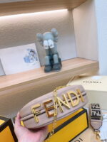 FENDI Patent leather half moon bag Light Pink with chain strap - Image 3