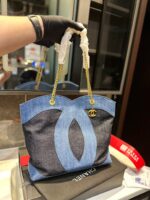 Chanel ramie cotton denim shopping bag beach bag size: 33* 32cm - Image 4