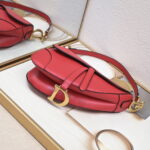 Dior saddle leather with Spaghetti straps red size: 25.5 *20 * 6.5cm - Image 4