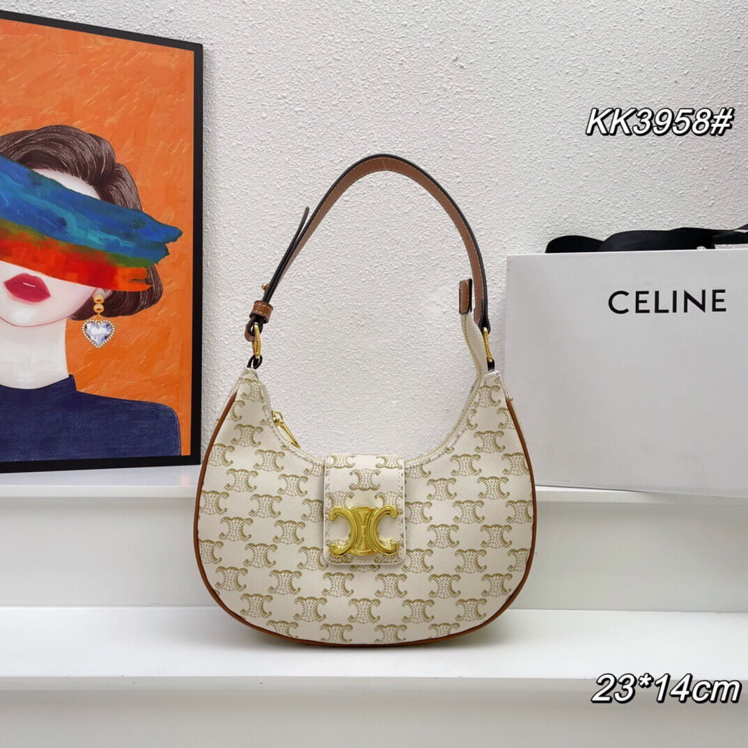 i1684606674_5706_0.jpg CELINE Arc de Triomphe Presbyopia pattern White Shoulder bag Underarm bag 3958 Size: 24*13cm - Image 1