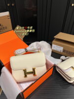 Hermès Constance Swift cowhide leather white Gold hardware size: 23cm/19cm