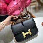 Hermès Constance cowhide leather Gold hardware Black size: 24cm/18cm