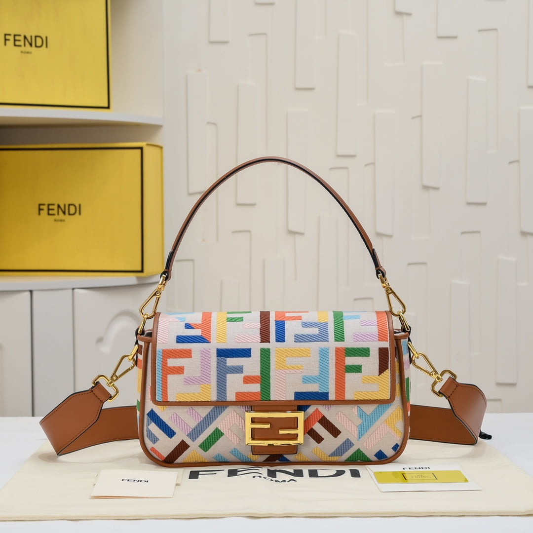 i1690119404_2346_0.jpg FENDI baguette bag Colorful rainbow F embroidery colors F2029 SIZE:26*5*15CM - Image 1