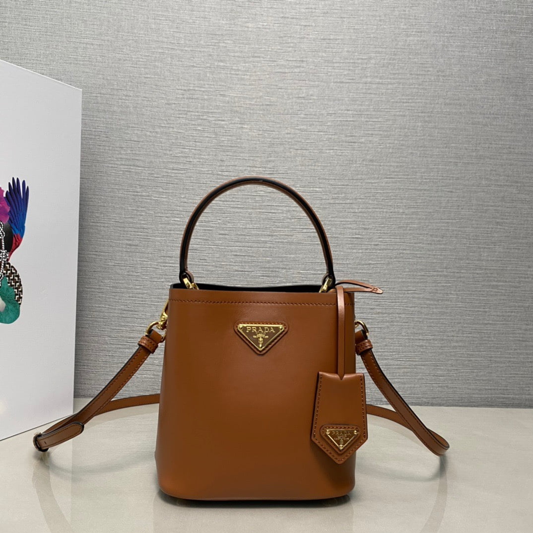 i1691423930_8852_0.jpg Prada Panier Plain cowhide Bucket bag brown size: 15*16*9.5cm - Image 1