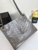 YSL NIKI Wrinkled retro oil wax skin Shoulder and backbody tote bag grey 577999 size: 33*27*11.5 cm - Image 3