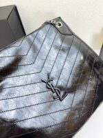YSL NIKI Wrinkled retro oil wax skin Shoulder and backbody tote bag black 577999 size: 33*27*11.5 cm - Image 2