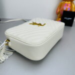 YSL MONOGRAM SAINT LAURENT LOU quilted leather camera bag white with gold hardware 520534 size: 23*16*6CM - Image 6